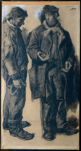 Toorop, Jan Плохая зарплата. Двое рабочих, 1919, 167 cm х 88 cm, Рисунок