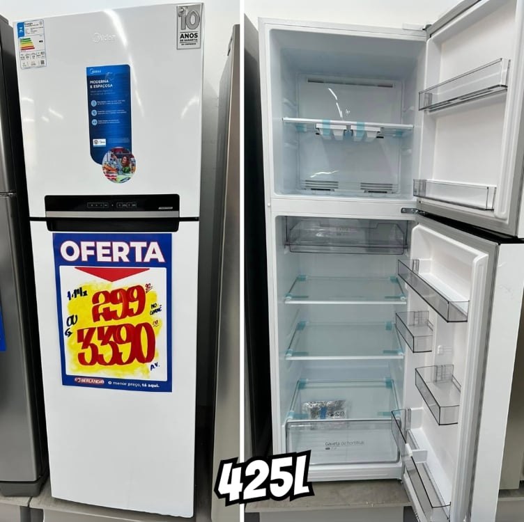 Geladeira/Refrigerador Midea Frost Free 2 Portas Branca 425L MD-RT572EVD011