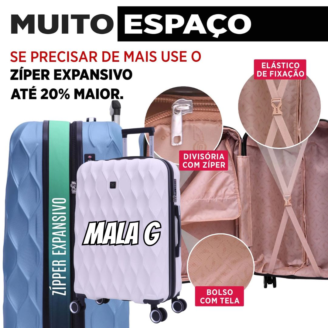 SANTINO, Mala de Viagem Marselha Rígida 360° Santino G – ASDV224G Cor: Off White