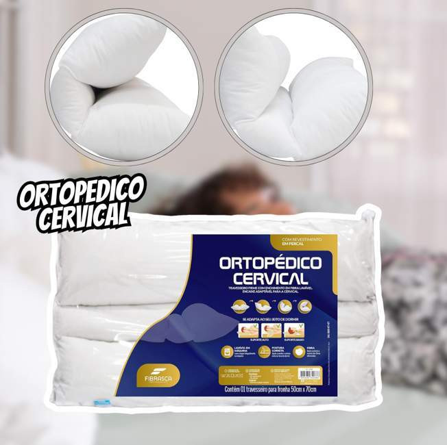 Travesseiro Ortopédico Cervical 50x70cm Fibrasca