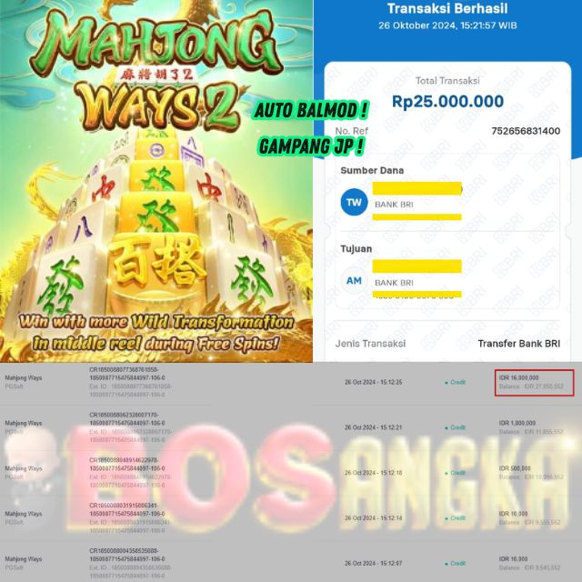 SELAMAT KEPADA ID XXXX JACKPOT PERMAINAN Mahjong Ways Slot - PG Soft DI WEB BOSANGKA