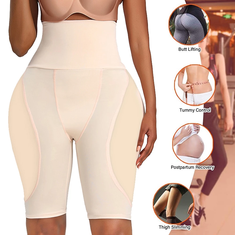 SEXYWG Roupa Interior De Levantamento De Quadril Sem Costura Feminina, Calções De Levantamento De Quadril Invisíveis De Cintura Alta Com Acolchoamento Destacável