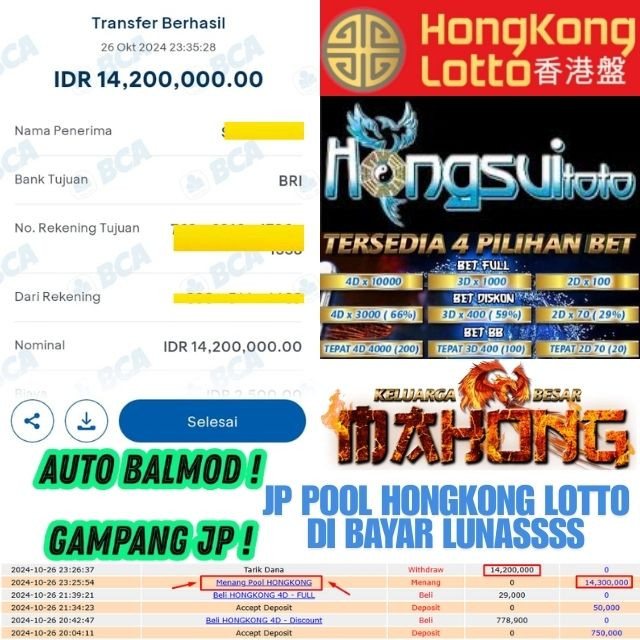 SELAMAT KEPADA ID XXXX JACKPOT POOL HONGKONG LOTTO DI WEB HONGSUITOTO