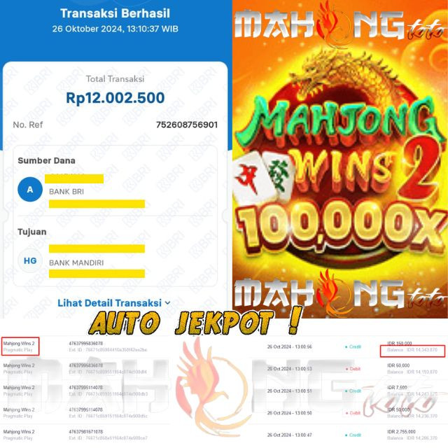 SELAMAT KEPADA ID XXXX JACKPOT PERMAINAN Mahjong Wins 2 (Pragmatic Play) DI WEB MAHONGTOTO