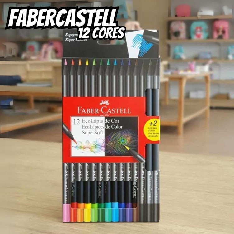 Lápis de Cor, Faber-Castell, EcoLápis Supersoft, 120712SOFT+2, 12 Cores + 2 Grafite