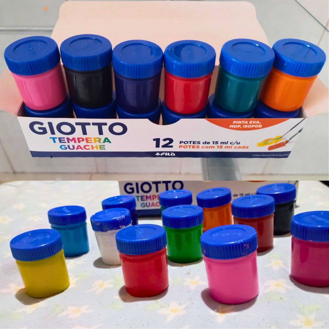 GIOTTO Tempera Guache, Tinta Guache em Pote de 15ml, 12 Cores