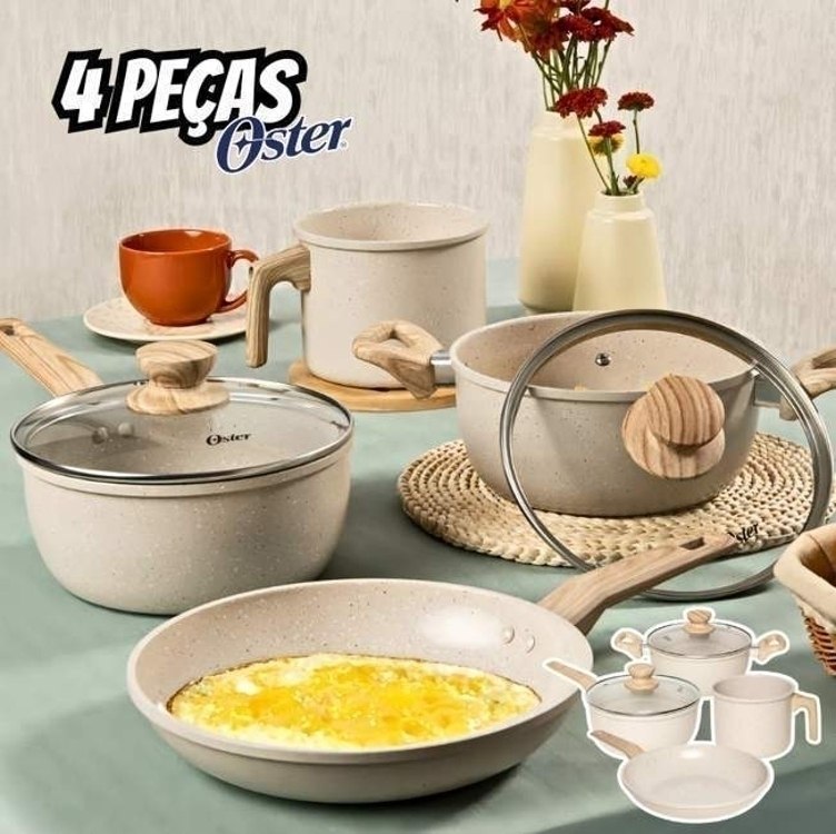 Jogo De Panela 4 Peças Indução Antiaderente Cream Oster