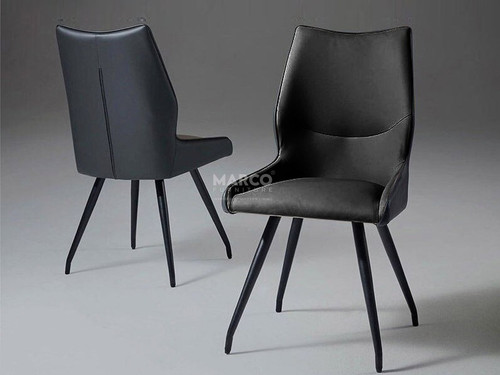 Oz Faux Leather Designer Highback Dining Chair (Black) with Soft Paint Metal Legs.jpg