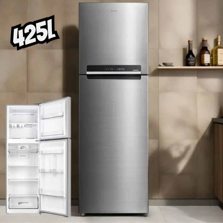 Geladeira Midea Duplex MD-RT572EVD461 Frost Free Inox com Painel Touch e Turbo Freezer – 425 litros – 220V