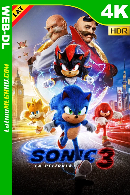 Sonic 3: La película (2024) Latino UltraHD HEVC HDR10+ WEB-DL 2160P