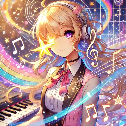 DALL·E 2025 01 17 19.45.27 A lively and colorful portrait of a VTuber named Ame Hoshiten, a blonde h.webp