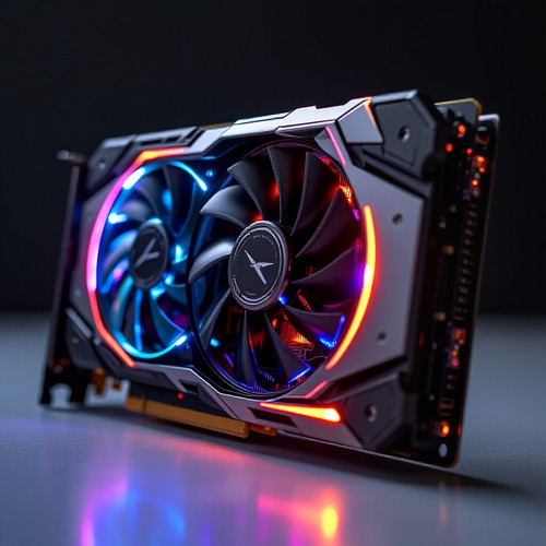 a fancy GPU with sleek design glowing lights and intricate circuitry showcasing its advanced technol.jpg