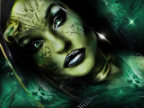 HD wallpaper snake queen magic cg shine magic fog turquoise fantasy gothic green surreal star light .jpg