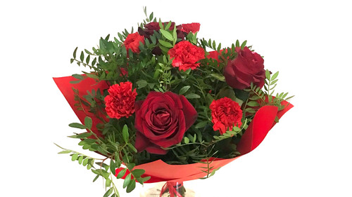 Walentynkowy róże i gożdźki czerwony 100zł.jpg