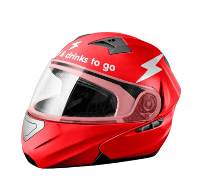 Red Colored Snazzy Biker Helmet with Thunder Sign.png