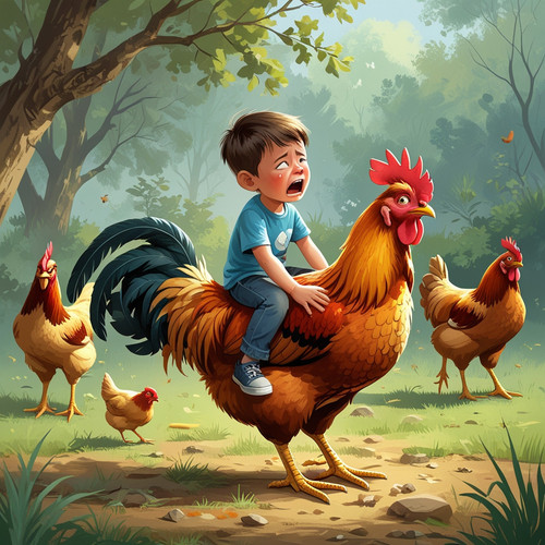 Leonardo Phoenix 10 A fiveyearold boy is sitting on a chickens 0.jpg