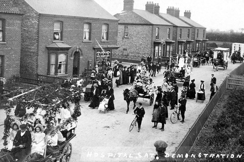 1910 Nottinghamshire RP postcard of West Stockwith Hospital Sat. Demonstration.jpg
