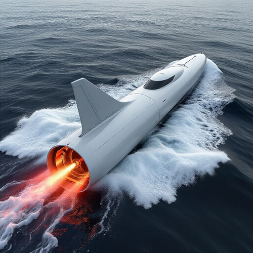 a big ship that can go 200 mph with a single fin that rides the water nuclear powered .jpg