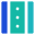 A blue and green logo