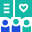A blue and green logo