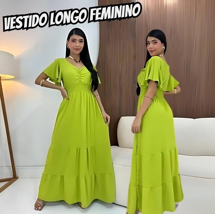 Vestido Longo Feminino De Manguinhas Multiuso De Luxo