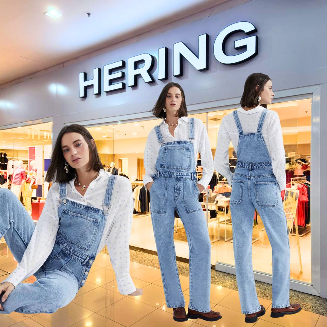 Jardineira Jeans Longa Reta Hering