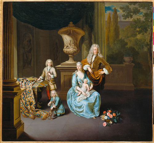 Mieris, Willem van Diederik Baron van Leyden van Vlaardingen (1695 1764) с женой и тремя сыновьями, 