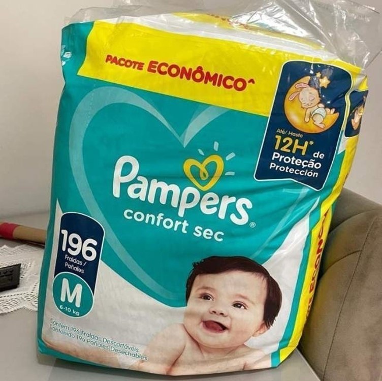 Fralda Pampers Confort Sec M 196 Unidades, Pampers