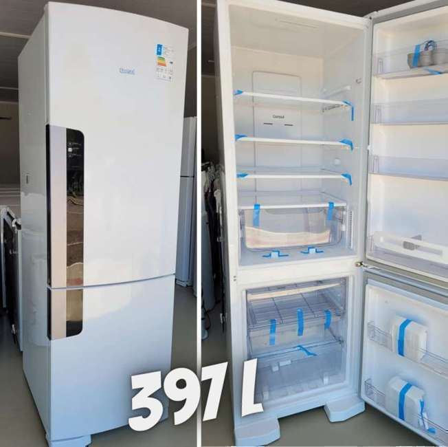 Geladeira Consul Frost Free Duplex 397 litros Branca com freezer embaixo – CRE44BB 110V