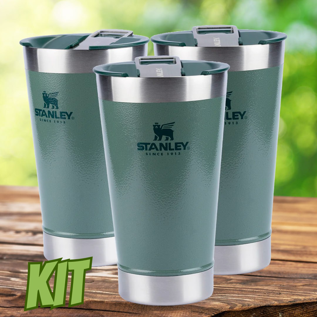 Kit 3 Copos Térmicos de Cerveja (com tampa) Stanley Hammertone Green | 473ml