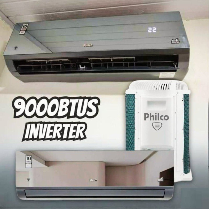 Ar Condicionado Split Inverter Philco Espelhado 9000 Btus Quente e Frio Pac9000iqfm15e 220v