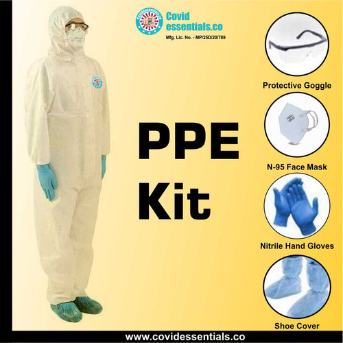 Order best PPE kit, types of PPE Kit as facemask, hand gloves, coverall suit, shoe covers, disposable bag. Covidessential is PPE kit manufacturer unit in India at top order your safety ppe kit.