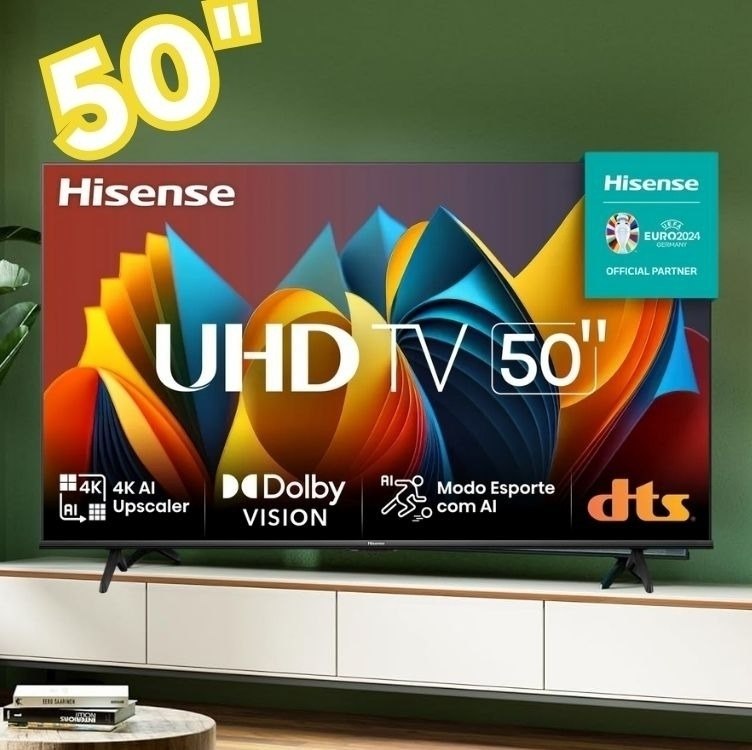 Hisense Smart TV UHD 4K 50 Polegadas 50A6K HDR10+ Dolby Vision Controle por Voz Compatível com Alexa