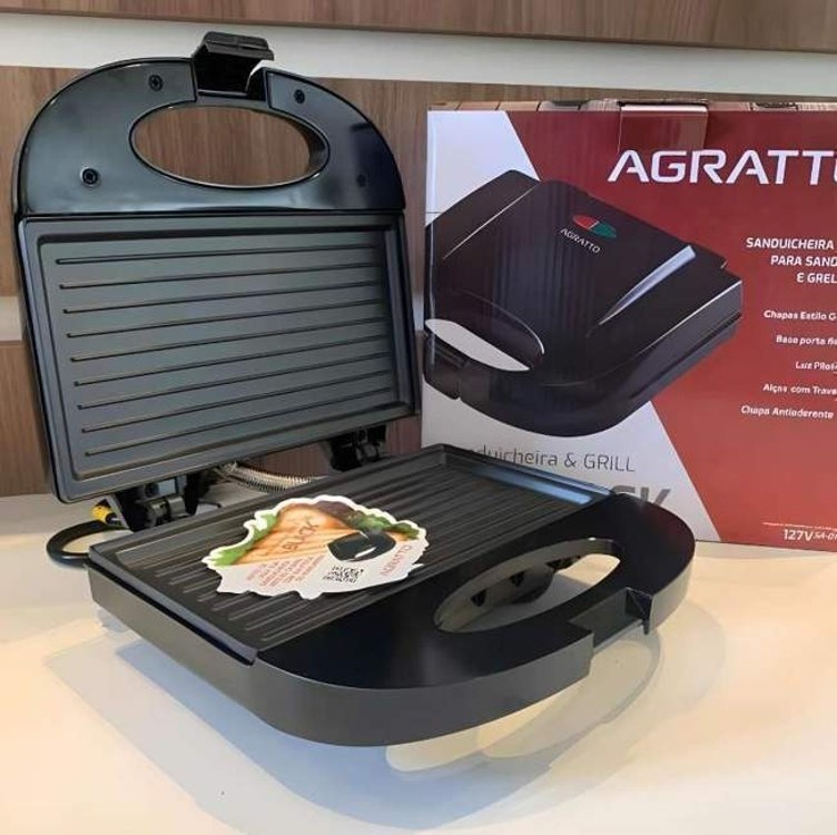 SANDUICHEIRA AGRATTO BLACK SA 02 750W, Agratto, 4183, Preto