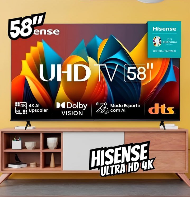 Hisense Smart TV UHD 4K DLED 58″ Polegadas 58A6K com HDR10+ Dolby Vision Game Mode Controle por Voz Alexa Built-In AirPlay