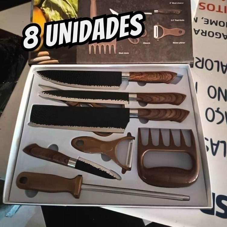 Facas Em Inóx Profissional Luxo Pra Churrasco Cozinha