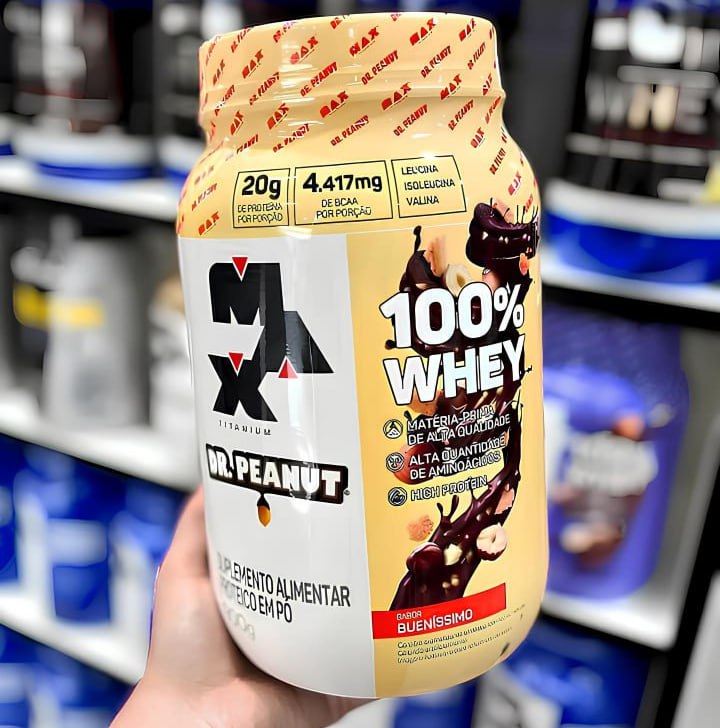 100% Whey Max Titanium x Dr. Peanut (900g), Sabor Bueníssimo