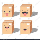 stock vector cute cartoon four cardboard boxes with different facial expressions vector illustrator 