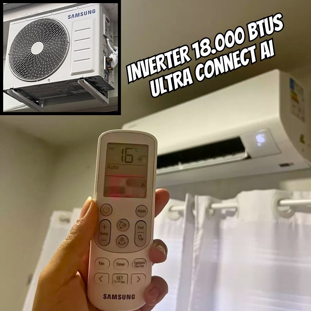 Ar-condicionado Split Samsung Digital Inverter Ultra Connect AI 18.000 BTUs Frio AR18DYFZAWKNAZ