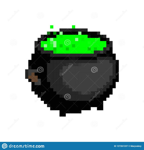 boiler witch pixel art pot potion bit halloween vector illus pot witch pixel art boiler potion bit h