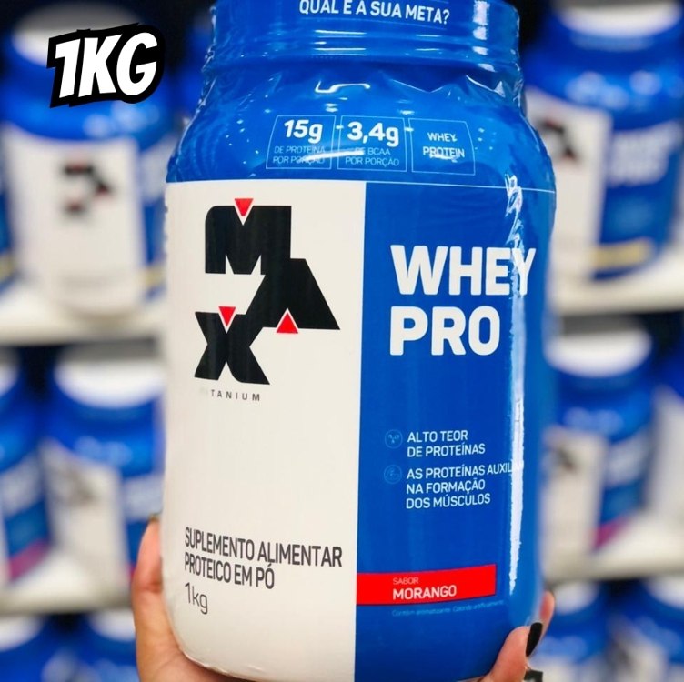 Whey Pro – 1000G Morango – Max Titanium, Max Titanium