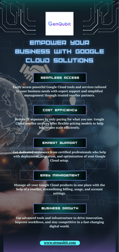 Looking to simplify your operations and cut down on costs? This infographic shows how Google Cloud reseller services offer expert support, smart savings, and easier tech management. With the right tools in place, your business can operate faster, safer, and more effectively. Check out the infographic to see how cloud solutions can help you grow smarter.

Click here:
https://genqubit.com/google-reseller-services/