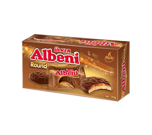 4870112008357 ПЕЧЕНЬЕ ALBENI ROUND С МОЛОЧНЫМ ШОКОЛАДОМ И КАРАМЕЛЬЮ 240 г.png