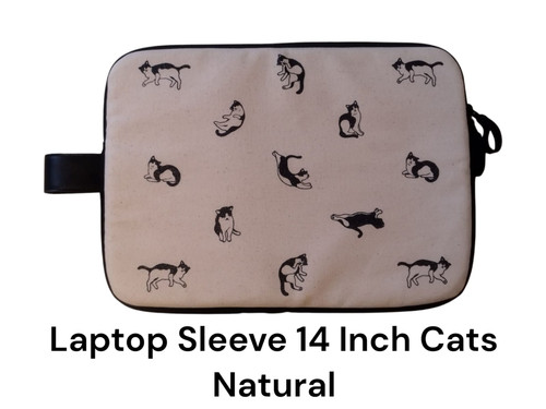 Laptop Sleeve 14 Inch Cats Natural.jpg