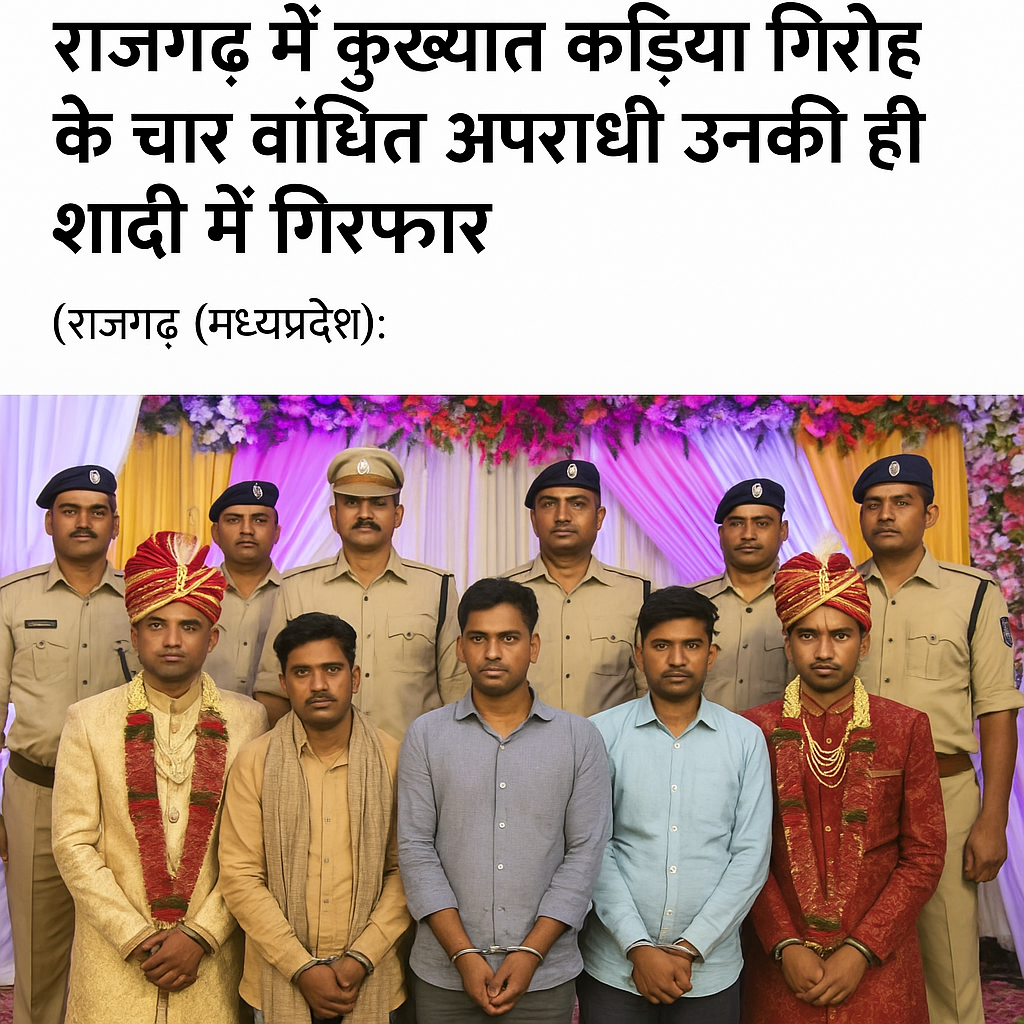 राजगढ़ में कुख्यात कड़िया गिरोह के चार वांछित अपराधी उनकी ही शादी में गिरफ्तार