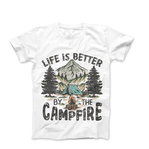 Photograph of four blank t-shirts greys beige and army green. Clipping path included. Ready for your.jpg