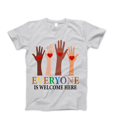 Photograph of four blank t-shirts greys beige and army green. Clipping path included. Ready for your.jpg