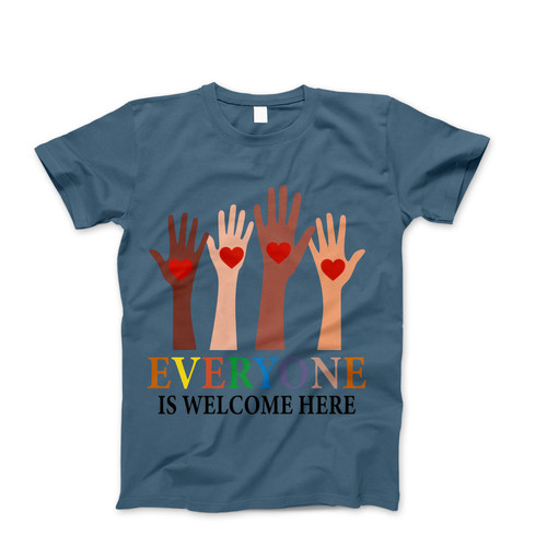 Photograph of four blank t-shirts greys beige and army green. Clipping path included. Ready for your.jpg