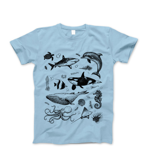 Photograph of four blank t-shirts greys beige and army green. Clipping path included. Ready for your.jpg