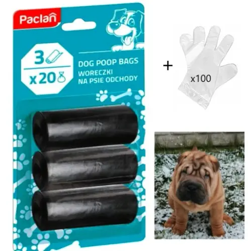 Woreczki DLA PSA WORKI NA PSIE ODCHODY KUPY MOCNE PACLAN 3 x 20 SZT gratis.webp